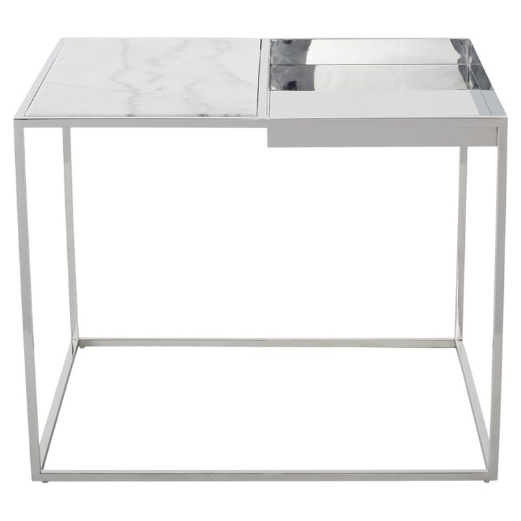 Nuevo Corbett Side Table - White/Silver HGNA522