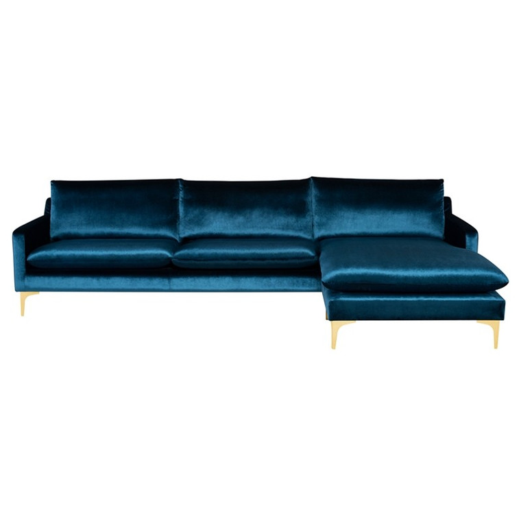Nuevo Anders Sectional - Midnight Blue/Gold HGSC485