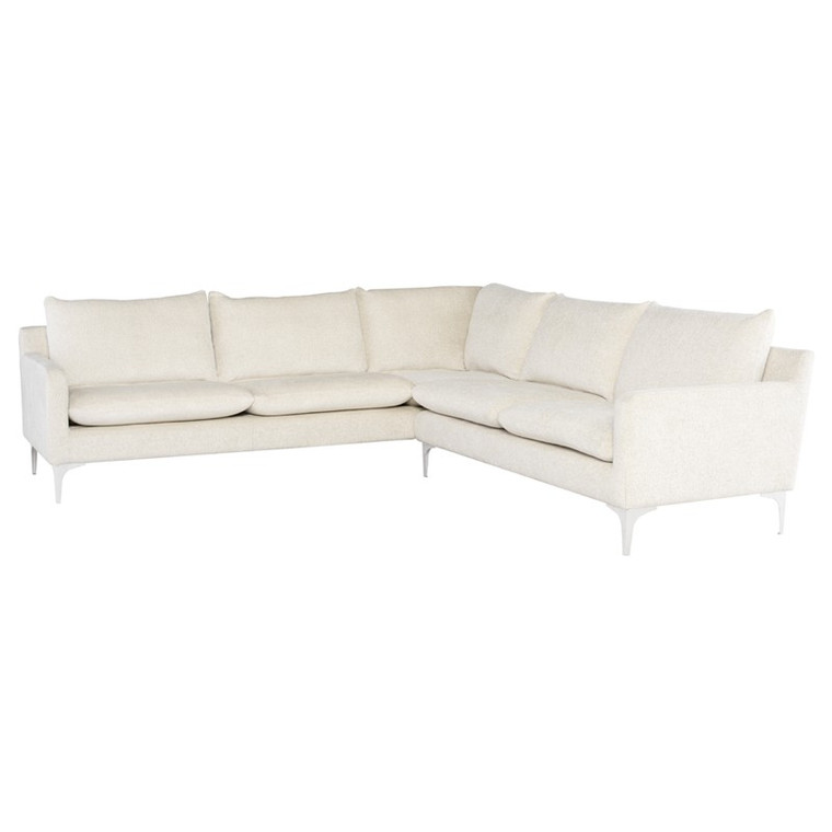 Nuevo Anders L Sectional - Coconut/Silver HGSC847