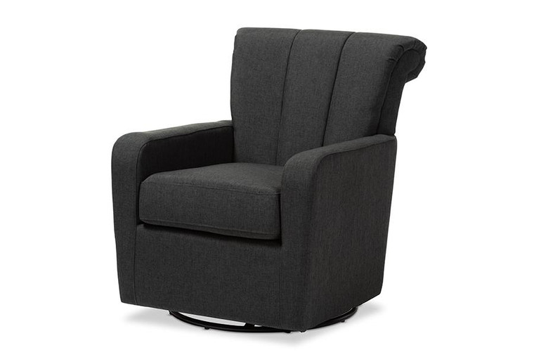 Baxton Studio Rayner Modern And Contemporary Upholstered Swivel Chair TSF7715-Grey-CC