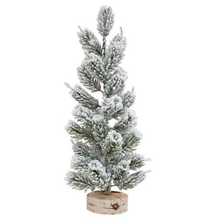 Lg Flocked Tree With Stump FFDC3005 By CWI Gifts