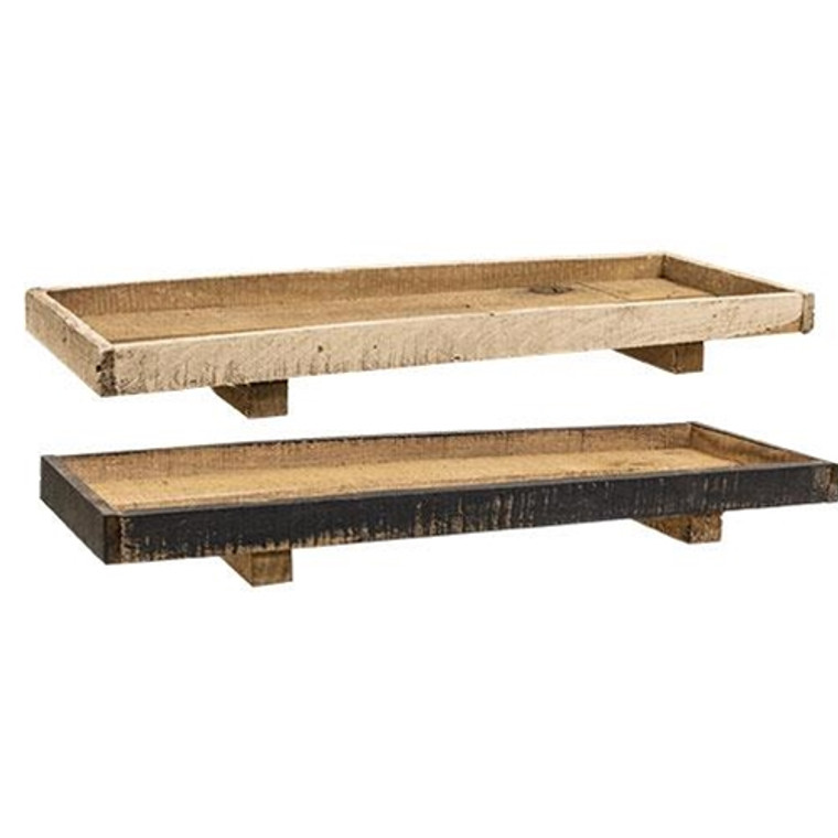 Large Rustic Wood Candle Tray 2 Asstd. (Pack Of 2) G22201 By CWI Gifts