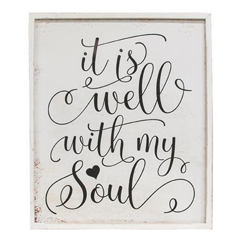 It Is Well With My Soul Distressed Framed Sign G65202 By CWI Gifts
