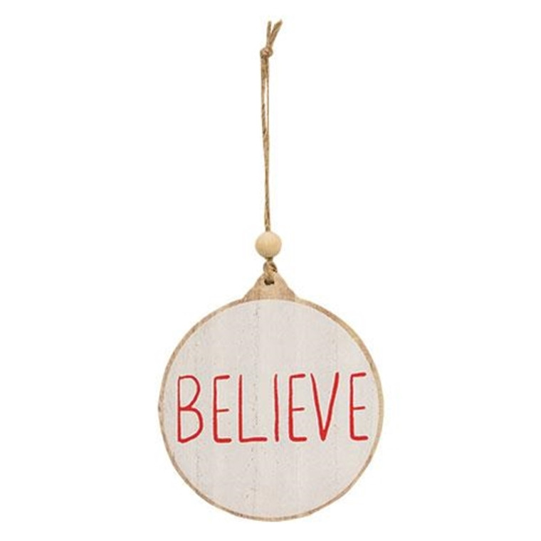 *Believe Wooden Ornament G65243 By CWI Gifts