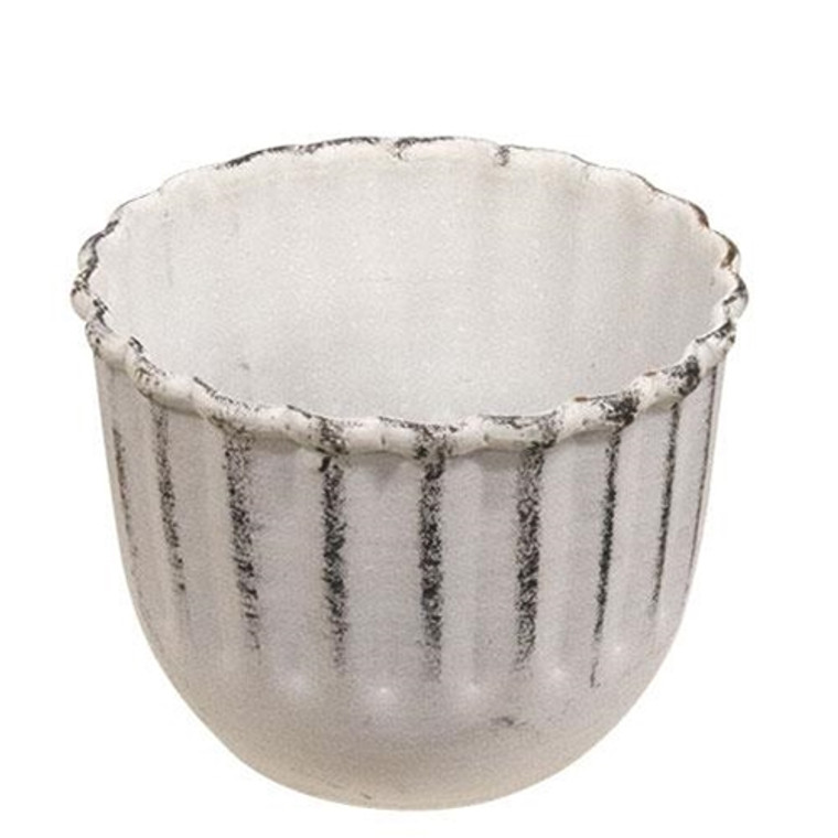 Whitewashed Metal Fluted Candle Cup G94858W By CWI Gifts