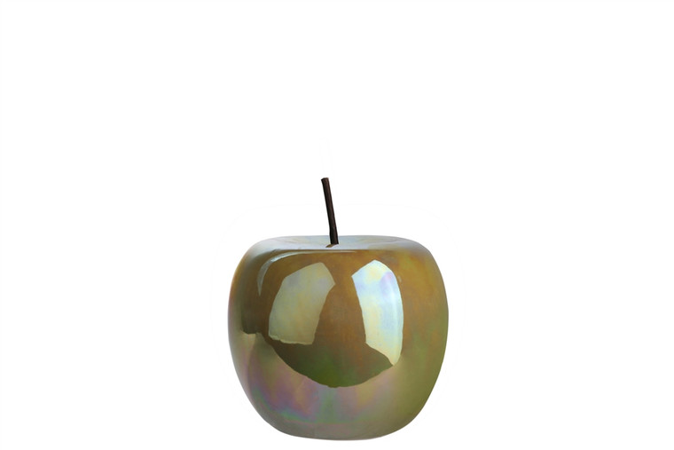 Urban Trends Ceramic Apple Figurine With Stem Sm Polished Pearlescent Finish Green (Pack Of 8) 10978