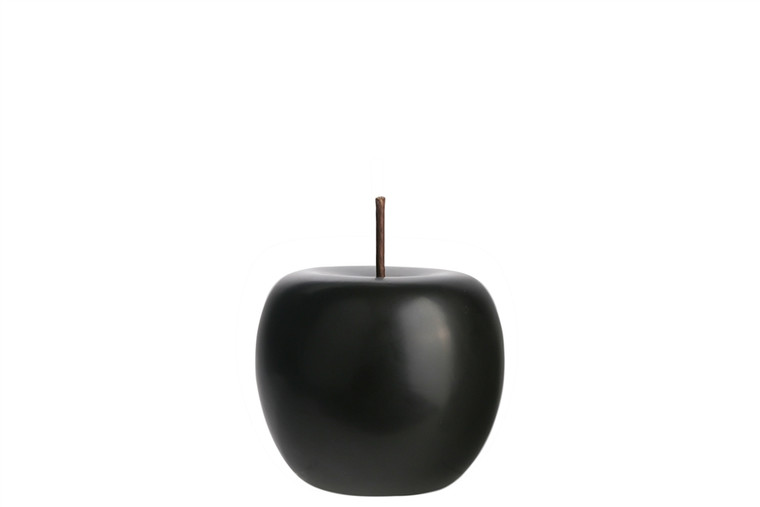 Urban Trends Porcelain Apple Figurine With Stem Sm Matte Finish Black (Pack Of 8) 10982
