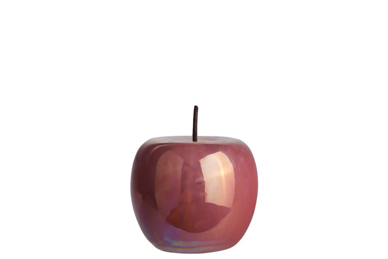 Urban Trends Ceramic Apple Figurine With Stem Sm Polished Pearlescent Finish Dusty Rose (Pack Of 8) 10983