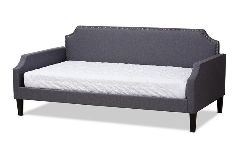 Baxton Studio Grey Fabric Upholstered Twin Size Sofa Daybed Walden-Grey-Daybed