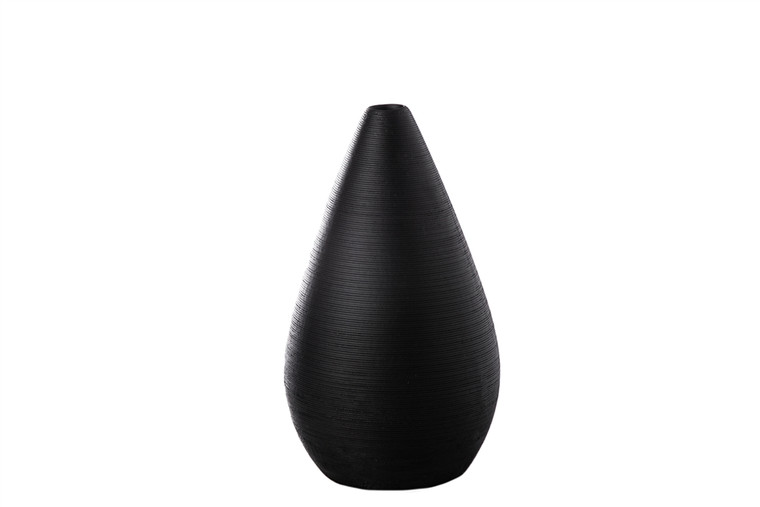 Urban Trends Ceramic Bellied Round Vase With Narrow Mouth And Brushed Design Body Matte Finish Black (Pack Of 4) 53510