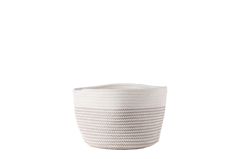 Urban Trends Woven Round Hamper Basket With White Banded Top Design Rugged Finish Gray (Pack Of 48) X001S884FR