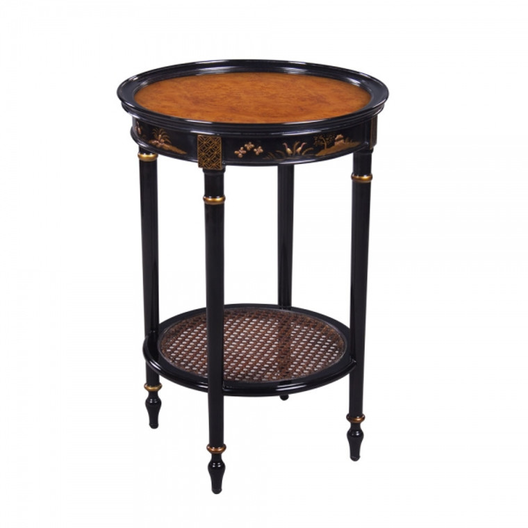 33976EBN Vintage Chinoiserie Side Table Tall Ebn