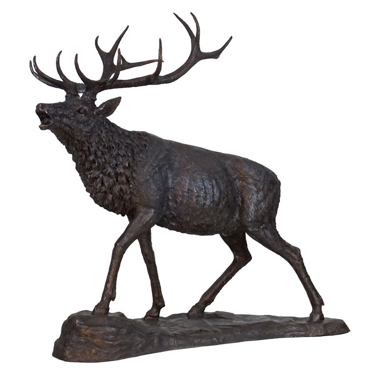 A5400 Vintage Large Walking Elk On Rock Bronze