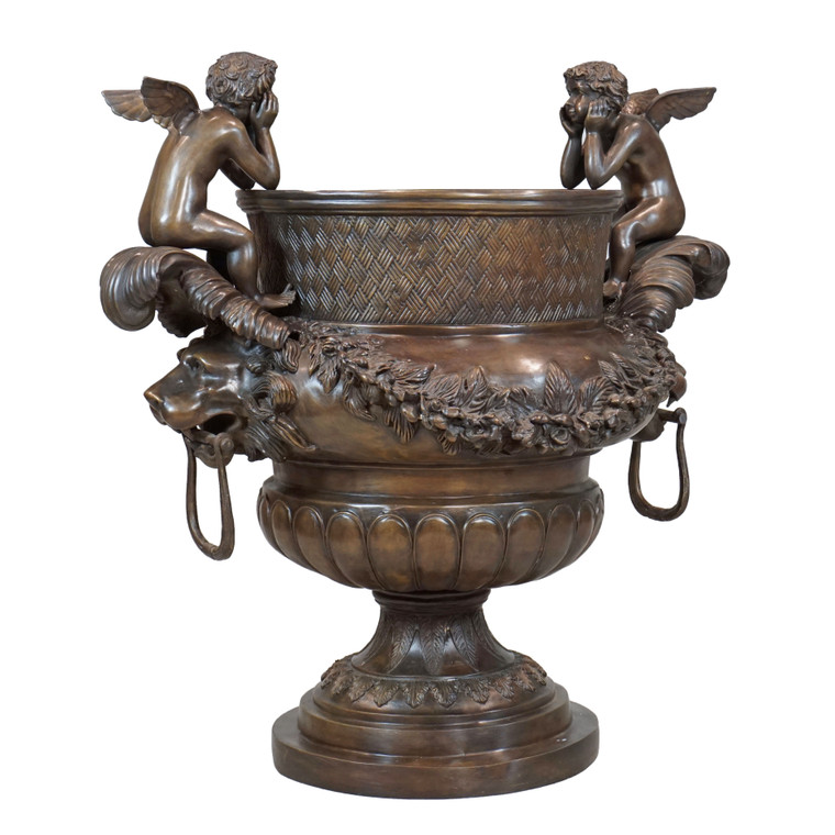 A2179 Vintage Urn With Cupids Sitting