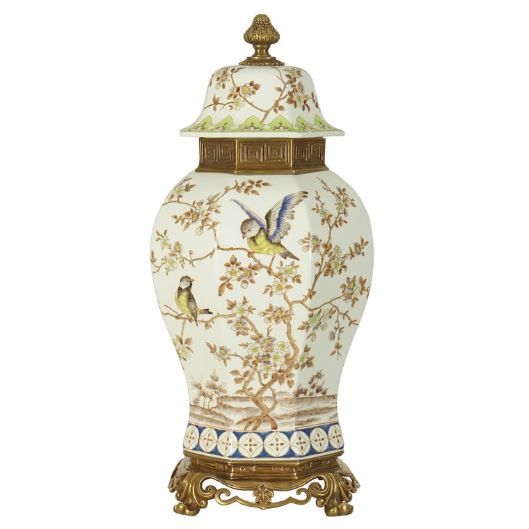 G1016 Vintage Porcelain Floral Jar With Lid