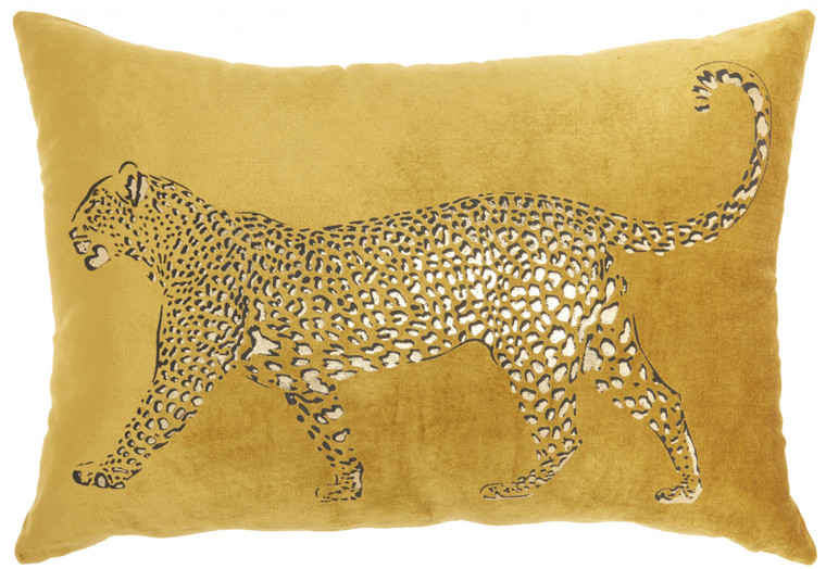 Homeroots Bold Golden Leopard Lumbar Pillow 385939