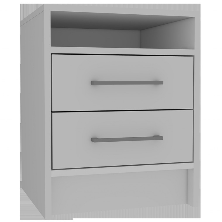 Homeroots White Open Compartment Two Drawer Nightstand 438333