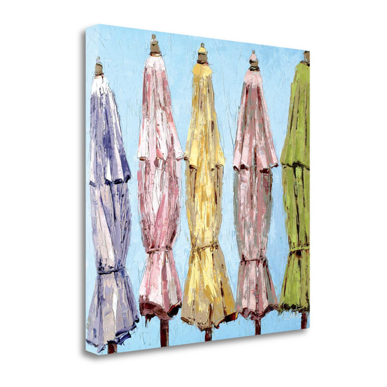 Homeroots Tropical Beach Umbrellas 3 Giclee Wrap Canvas Wall Art 450108