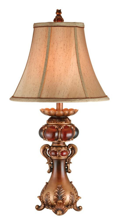 Homeroots Antique Inspired Table Lamp With Linen Lamp Shade 468631