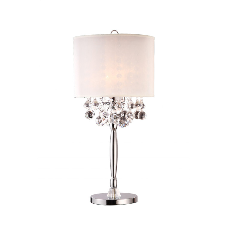 Homeroots Glam Silver Chandelier Faux Crystal Table Lamp 468662