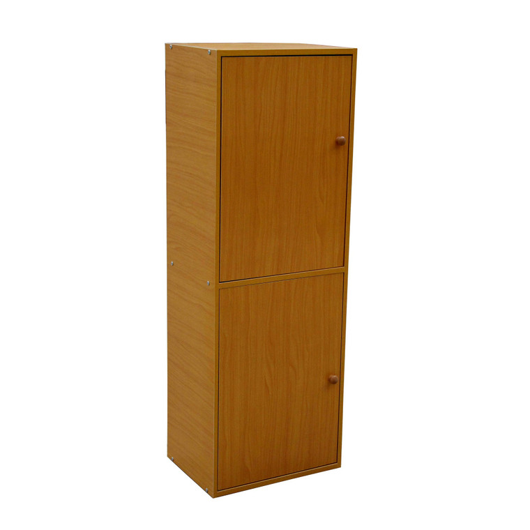Homeroots Standard Natural Two Door Verticle Adjustable Book Shelf 469078