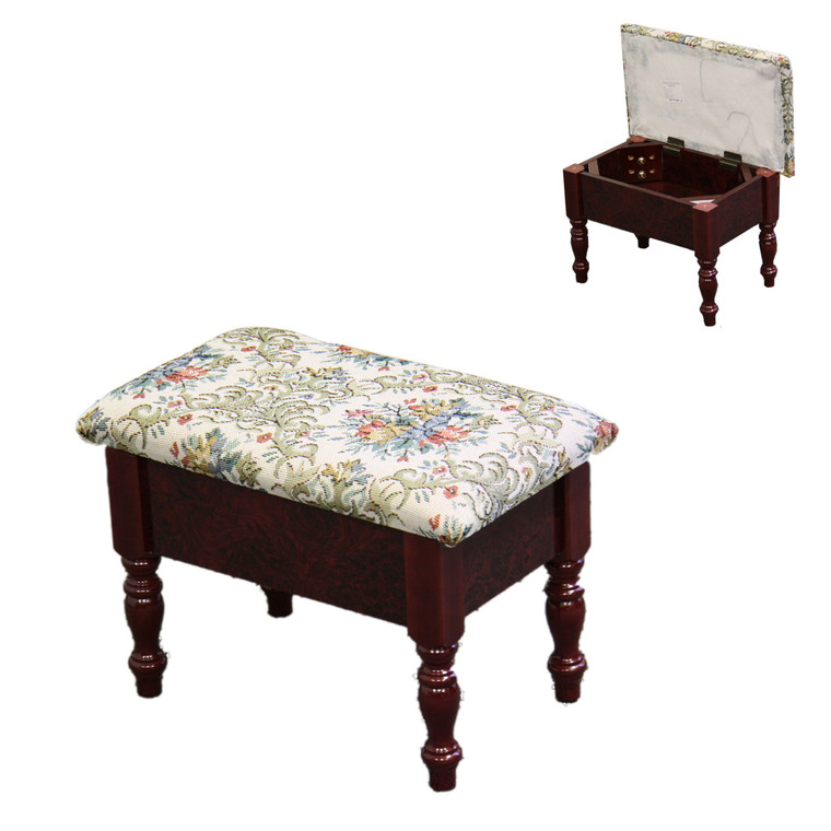 Homeroots Oak Traditional Tapesty Foot Stool With Storage 469258
