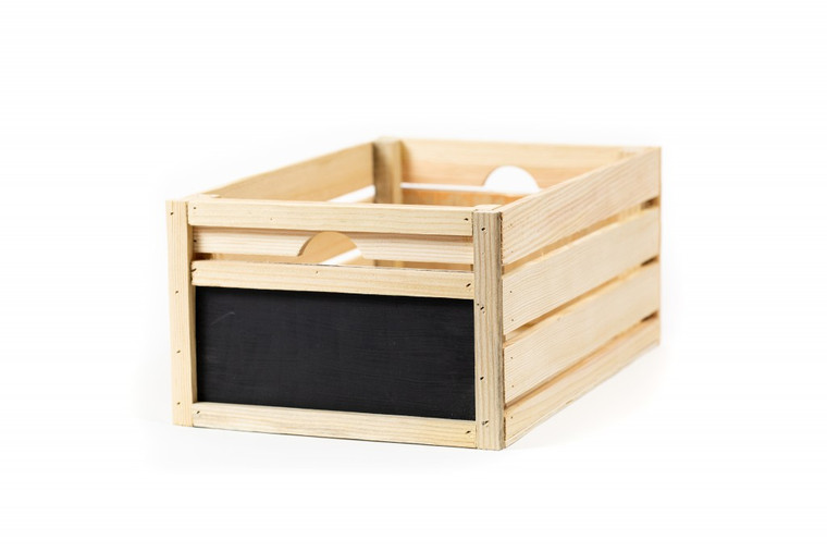 Homeroots Organic Natural Wood Stacking Milk Crate With Chalkboard End 471938