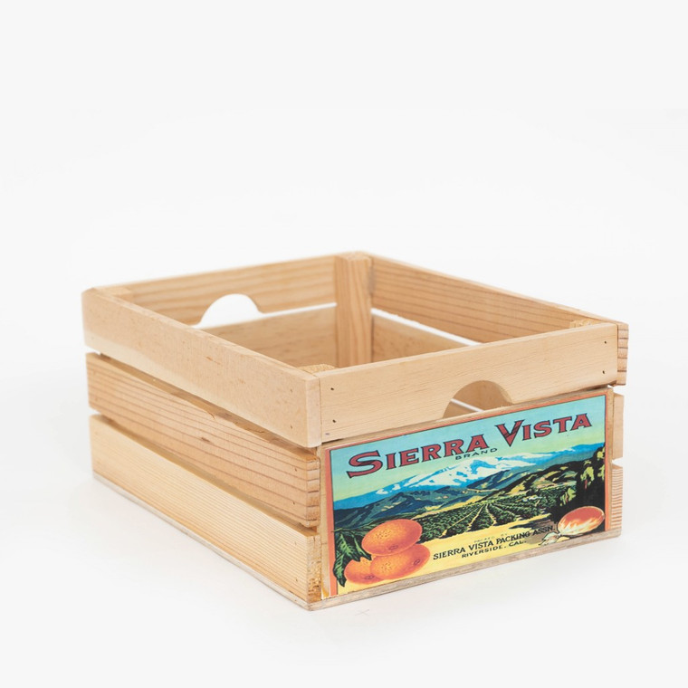Homeroots 12" Organic Vintage Style Sierra Vista Oranges Natural Wood Crate 471957
