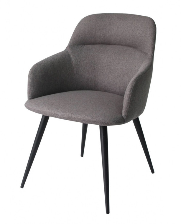 Homeroots Gray And Black Linen Ergo Modern Dining Chair 472243