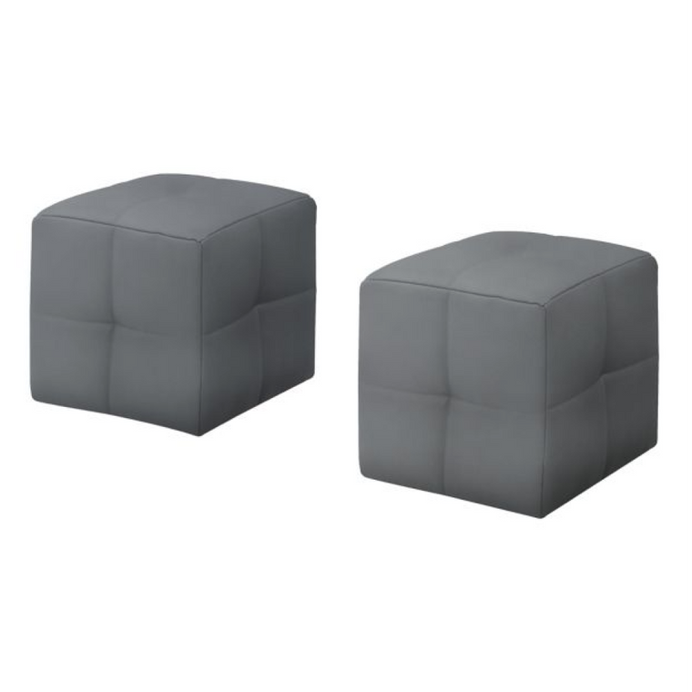 Homeroots Set Of 2 Kids Gray Faux Leather Ottomans 473063