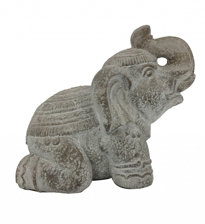 Homeroots 13" Rustic Elephant Indoor Outdoor Statue 473192