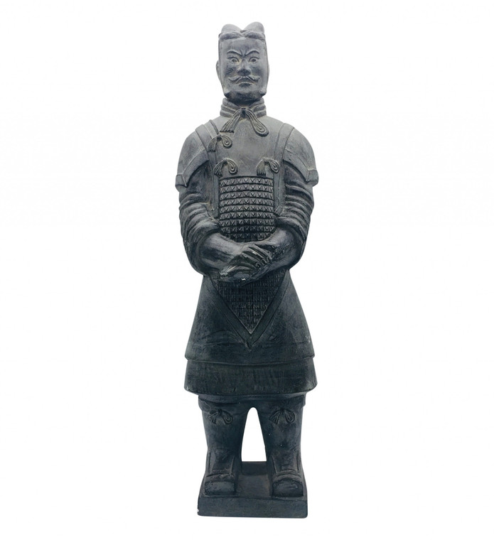Homeroots 26" Charcoal Warrior Statue Indoor Outdoor Statue 473223