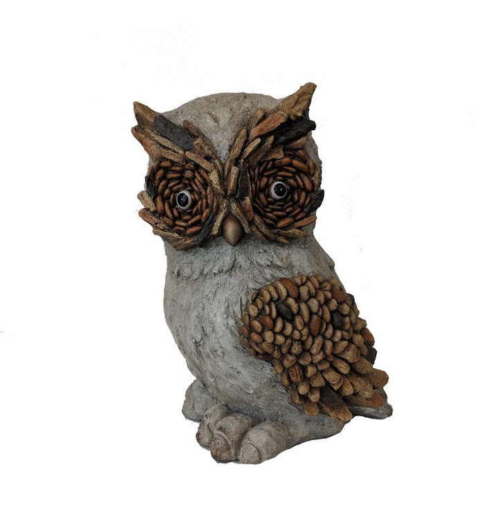 Homeroots 15" Brown And Charcoal Owl Indoor Outdoor Statue 473240