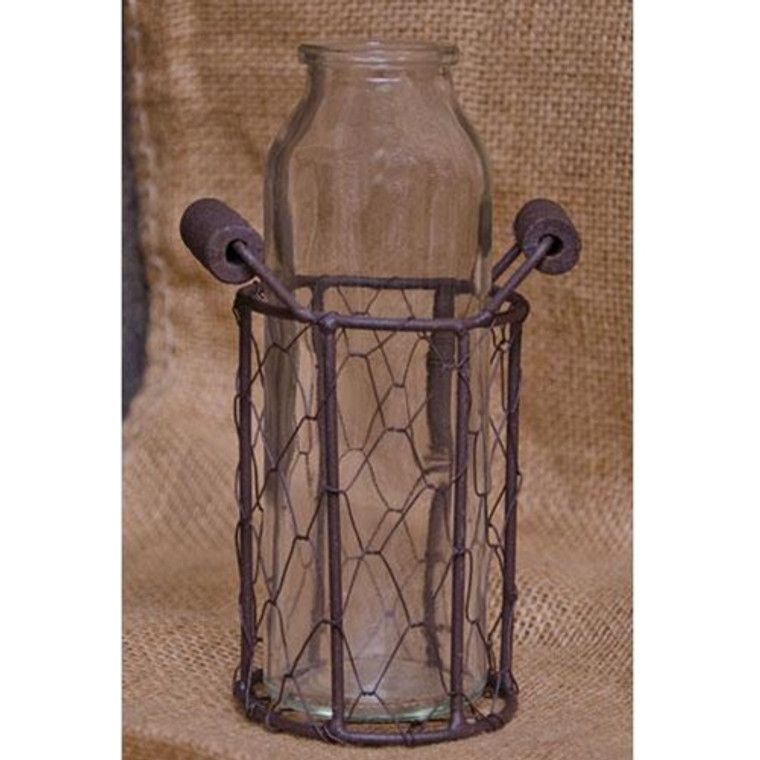 Glass Bottle In Basket GB36731 By CWI Gifts