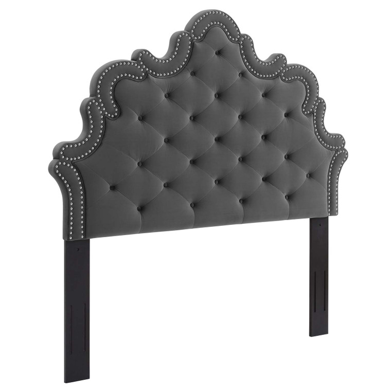 Arabella Button-Tufted Performance Velvet Full/Queen Headboard - Charcoal MOD-6563-CHA By Modway Furniture