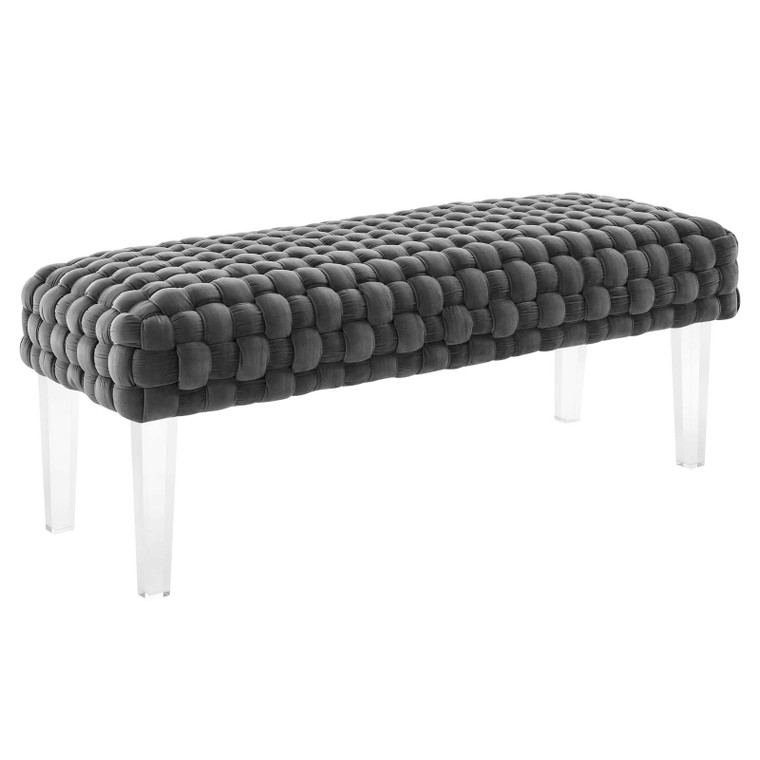 Prologue Woven Performance Velvet Ottoman - Gray EEI-5037-GRY By Modway Furniture