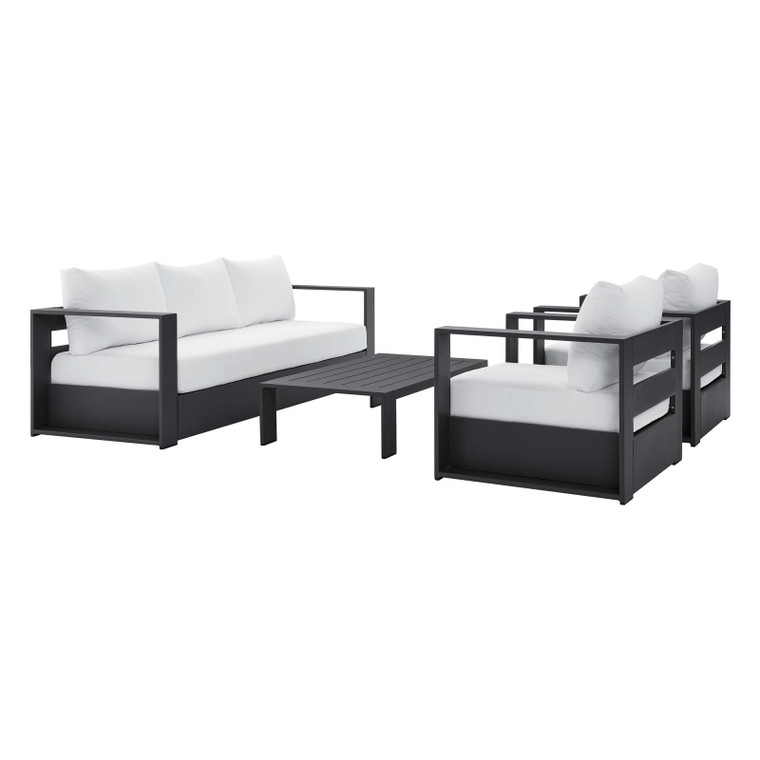 Tahoe Outdoor Patio Powder-Coated Aluminum 4-Piece Set - Gray White EEI-5749-GRY-WHI By Modway Furniture