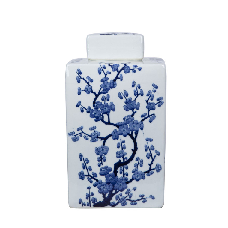 Blue And White Square Tea Jar Weeping Plum 1303E By Legend Of Asia