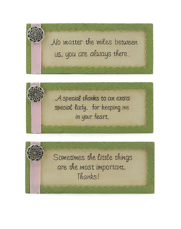 123-86684 Blossom Bucket Set of 3 Thanks Plaques - Pack of 3
