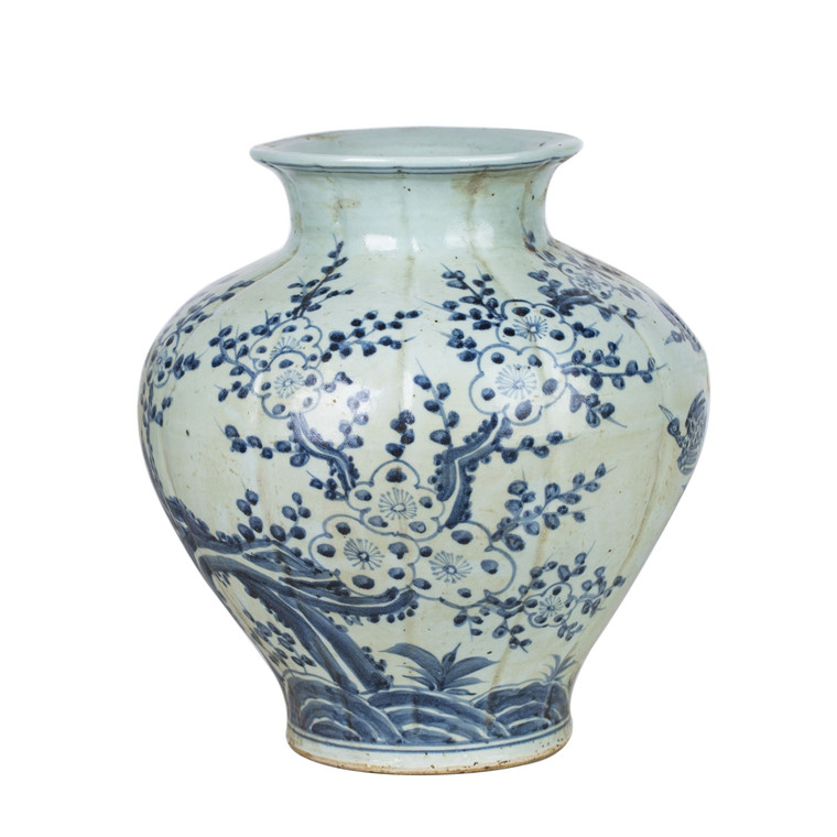 Blue White Plum Blossom Fluted Jar 1397D By Legend Of Asia