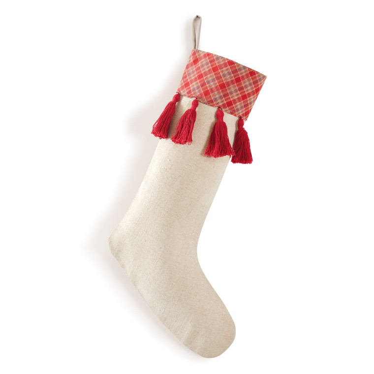 CTW Home Plaid And Tassels Stocking 510595