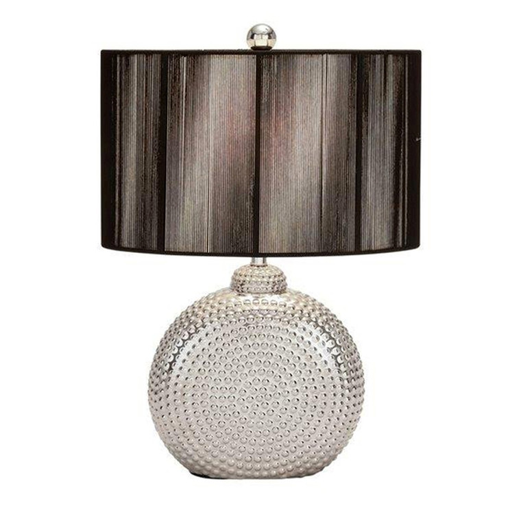 Homeroots Hammered Silver Table Lamp With Textured Brown Shade 468492