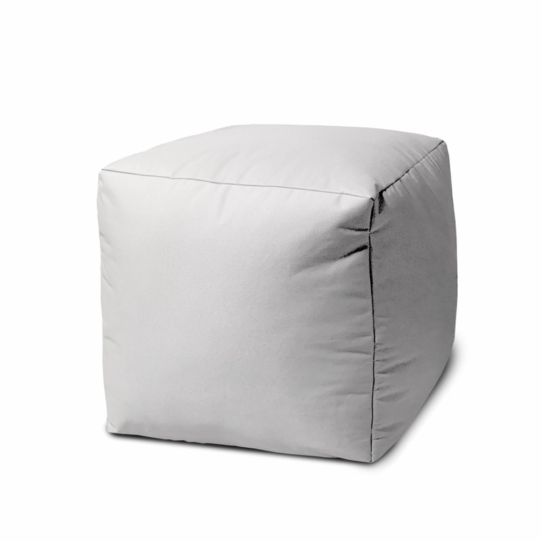 Homeroots 17" Cool Crisp White Solid Color Indoor Outdoor Pouf Ottoman 474130