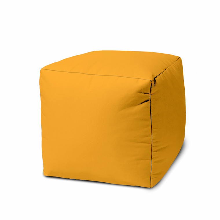 Homeroots 17" Cool Golden Yellow Solid Color Indoor Outdoor Pouf Ottoman 474141