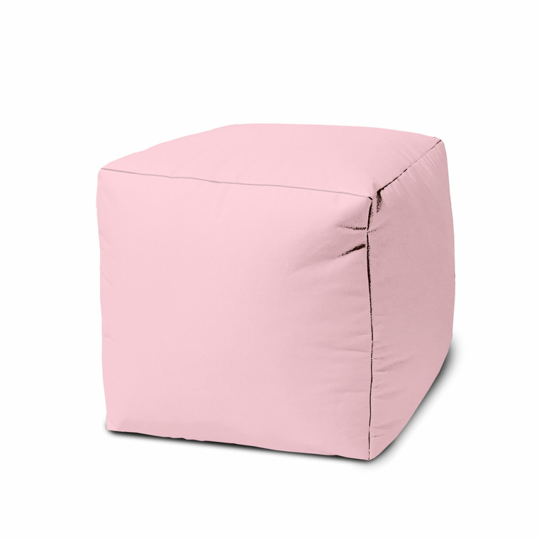 Homeroots 17" Cool Pastel Pink Solid Color Indoor Outdoor Pouf Ottoman 474143