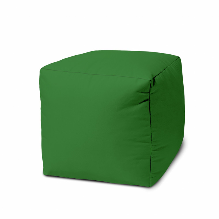 Homeroots 17" Cool Hunter Green Solid Color Indoor Outdoor Pouf Ottoman 474153