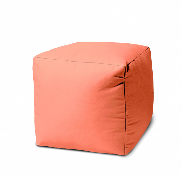Homeroots 17" Cool Flamingo Coral Solid Color Indoor Outdoor Pouf Ottoman 474160