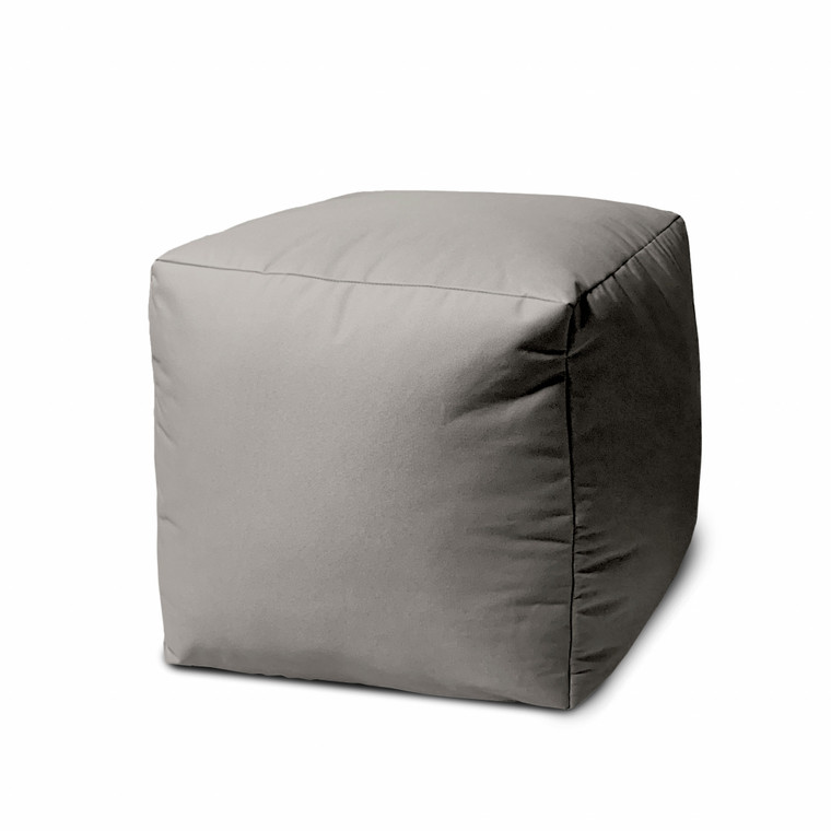 Homeroots 17" Cool Steely Silver Gray Solid Color Indoor Outdoor Pouf Ottoman 474165