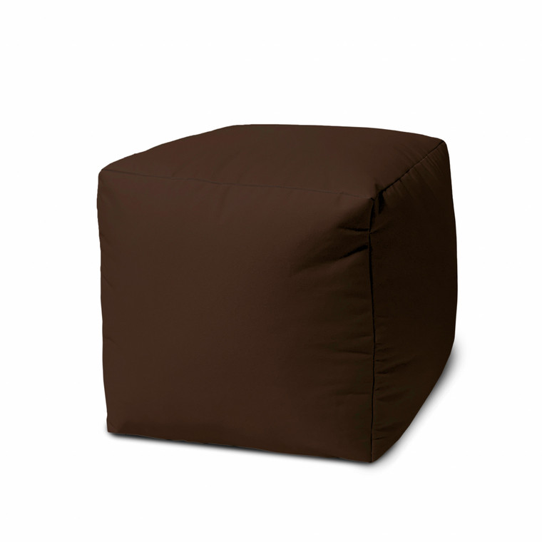 Homeroots 17" Cool Dark Chocolate Brown Solid Color Indoor Outdoor Pouf Cover 474993