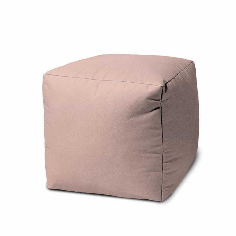 Homeroots 17" Cool Pale Pink Blush Solid Color Indoor Outdoor Pouf Cover 474996